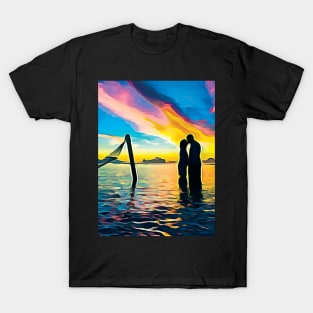 Couples wedding on beach Oil Painting Art T-Shirt